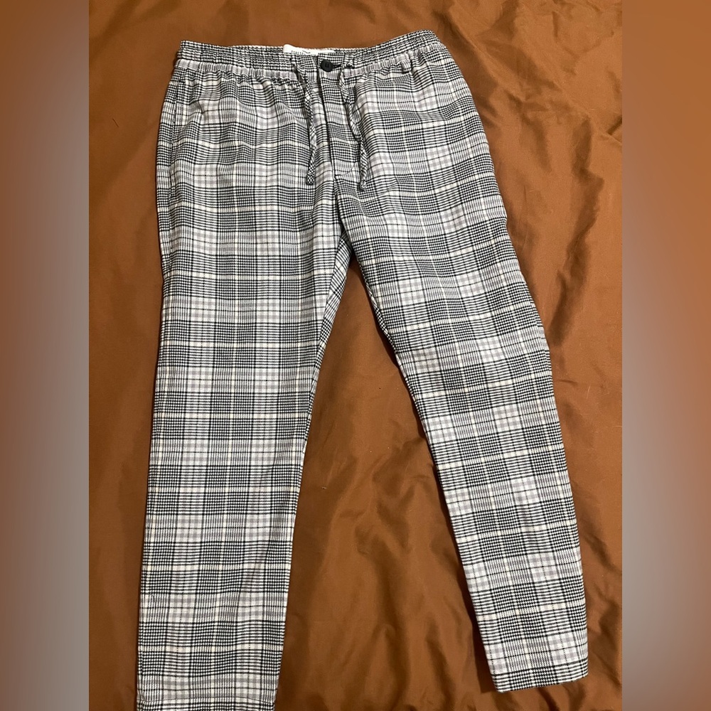 Topman Men's Gray Plaid Pants
